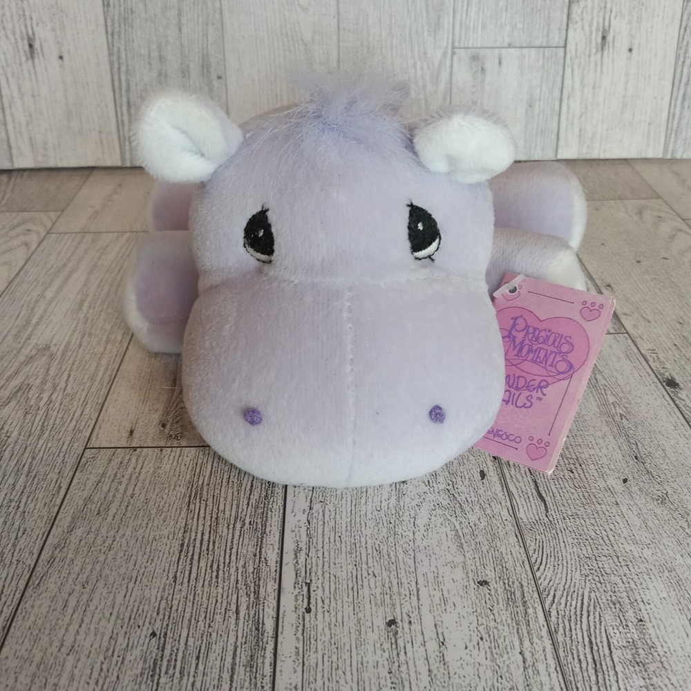 1998 Precious Moments Tender Tails Purple Hippo Plush Enesco Vintage Clean
